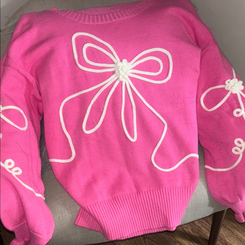 Women's Pink Bow Detail Sweater